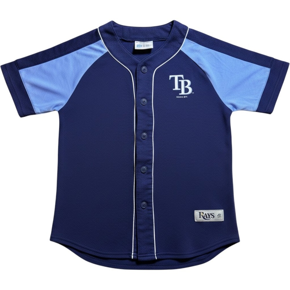 Tampa Bay Rays MLB Youth Jersey Medium 10/12 Navy Blue Button Front Athletics